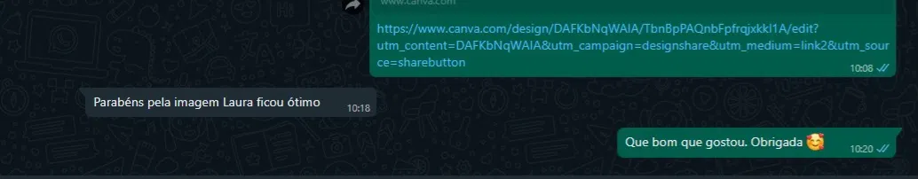 Cliente: parabéns pela imagem, Laura, ficou ótimo